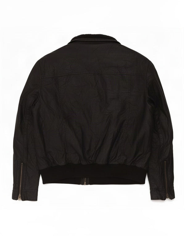 Marks & Spencer Mens Autograph Sherpa Leather Jacket UK 42 XL Black