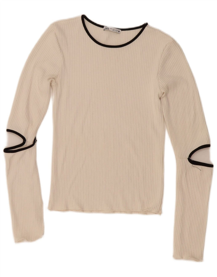 Zara Womens Top Long Sleeve UK 8 Small White