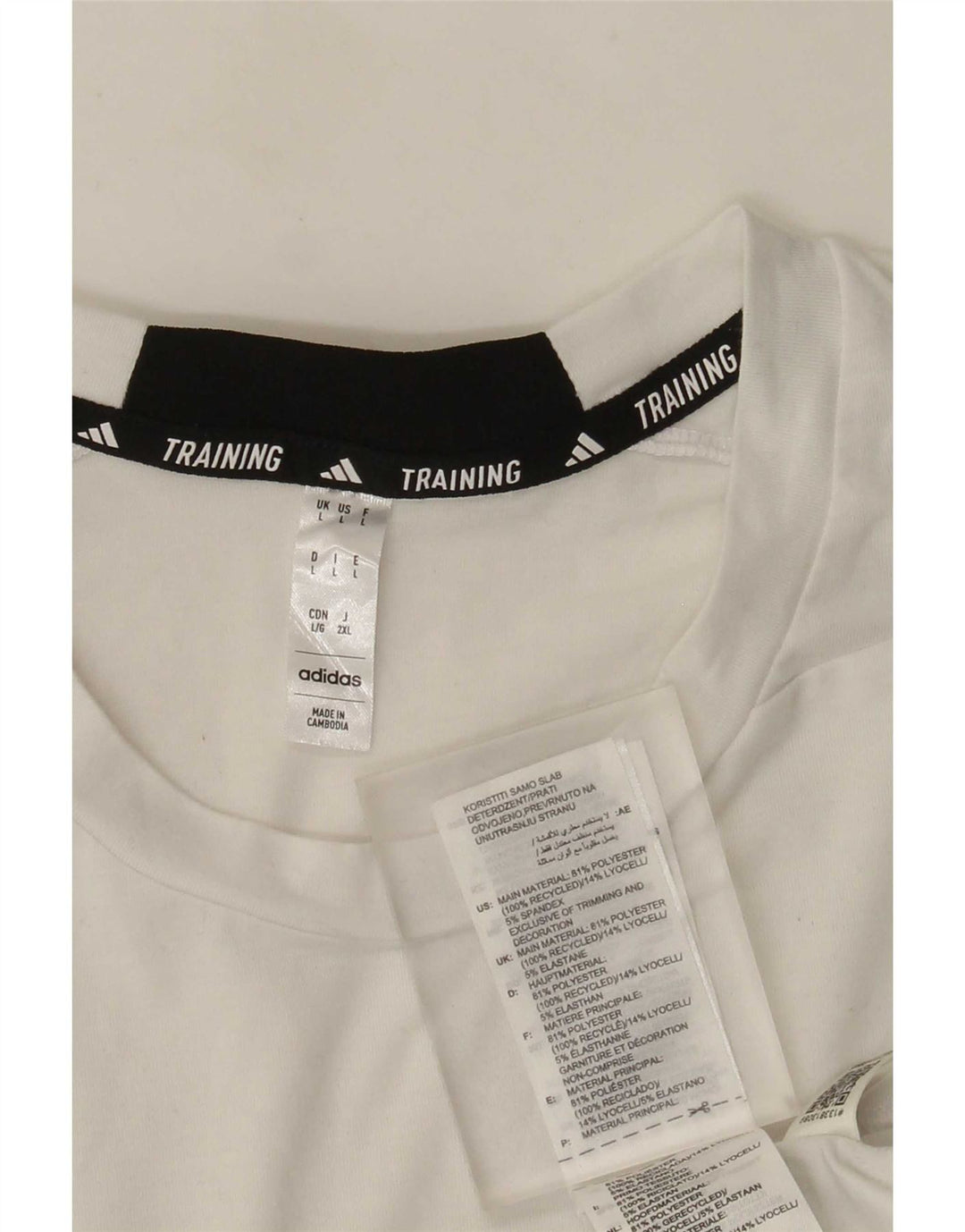 Adidas Mens T-Shirt Top Large White Polyester Sports