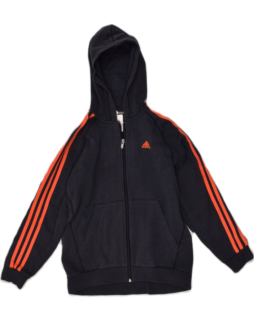 ADIDAS Boys Zip Hoodie Sweater 11-12 Years Navy Blue Cotton | Vintage Adidas | Thrift | Second-Hand Adidas | Used Clothing | Messina Hembry 