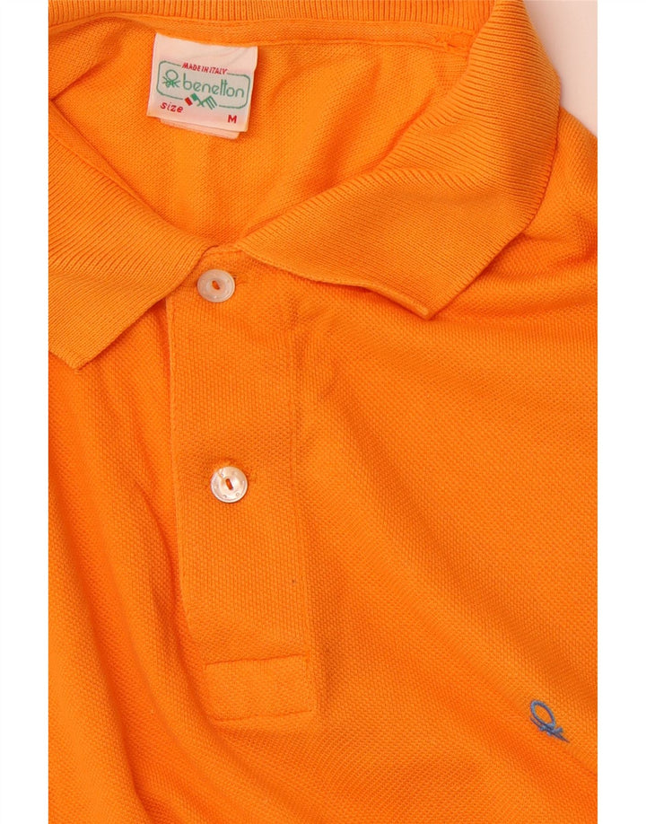 BENETTON Mens Polo Shirt Medium Orange Cotton