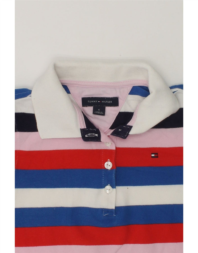 TOMMY HILFIGER Girls Polo Dress 5-6 Years Multicoloured Striped Cotton | Vintage Tommy Hilfiger | Thrift | Second-Hand Tommy Hilfiger | Used Clothing | Messina Hembry 