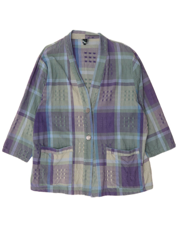 Vintage Womens 3/4 Sleeve Blazer Jacket IT 52/54 2XL Multicoloured Check