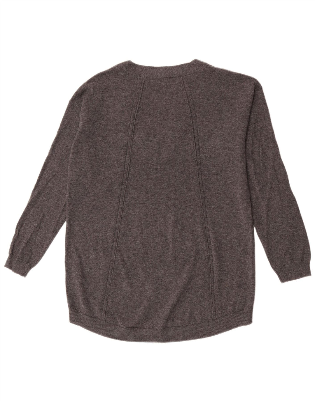 Fat Face Womens Oversized V-Neck Jumper Sweater UK 12 Medium Grey Wool