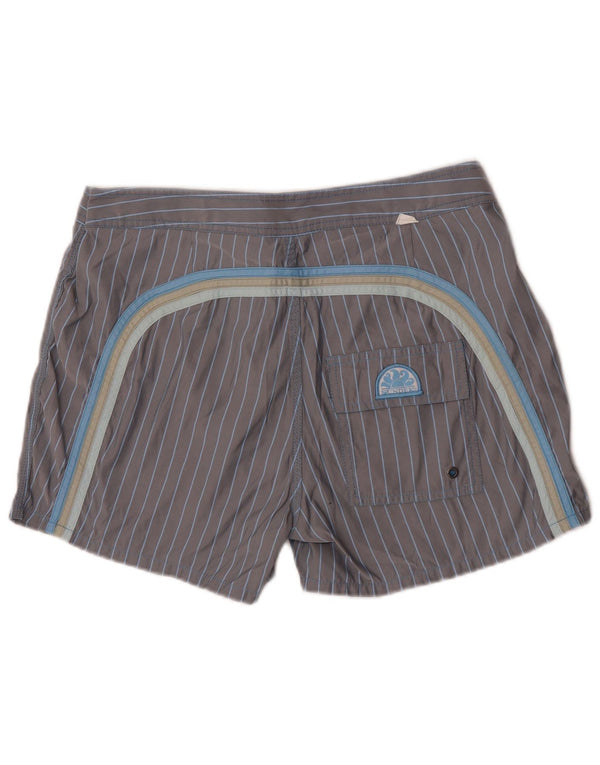 Sundek Mens Swimming Shorts Large Grey Pinstripe Polyester