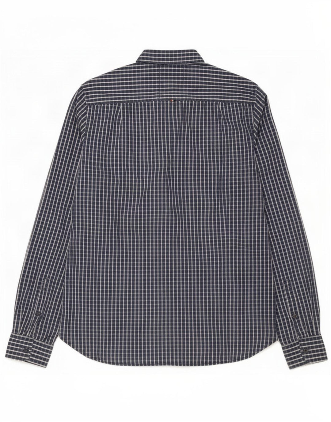 Superdry Mens Shirt Large Navy Blue Gingham Cotton