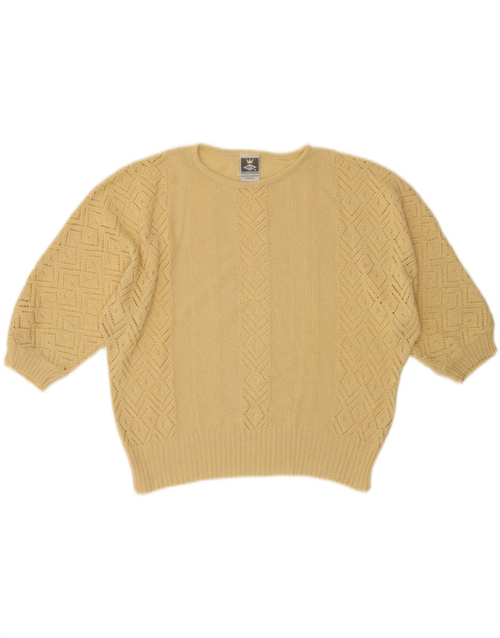 FREYA Womens Oversized Crew Neck Jumper Sweater EU 42 Large Yellow Vintage Freya and Second-Hand Freya from Messina Hembry 