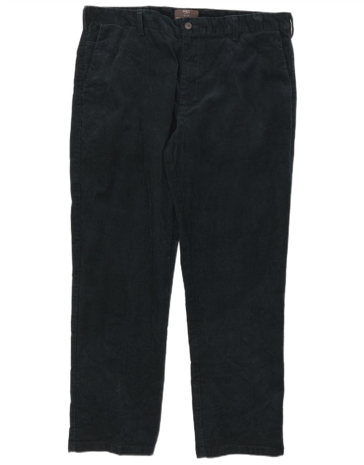 Marks & Spencer Mens Straight Regular Corduroy Trousers W40 L31 Green