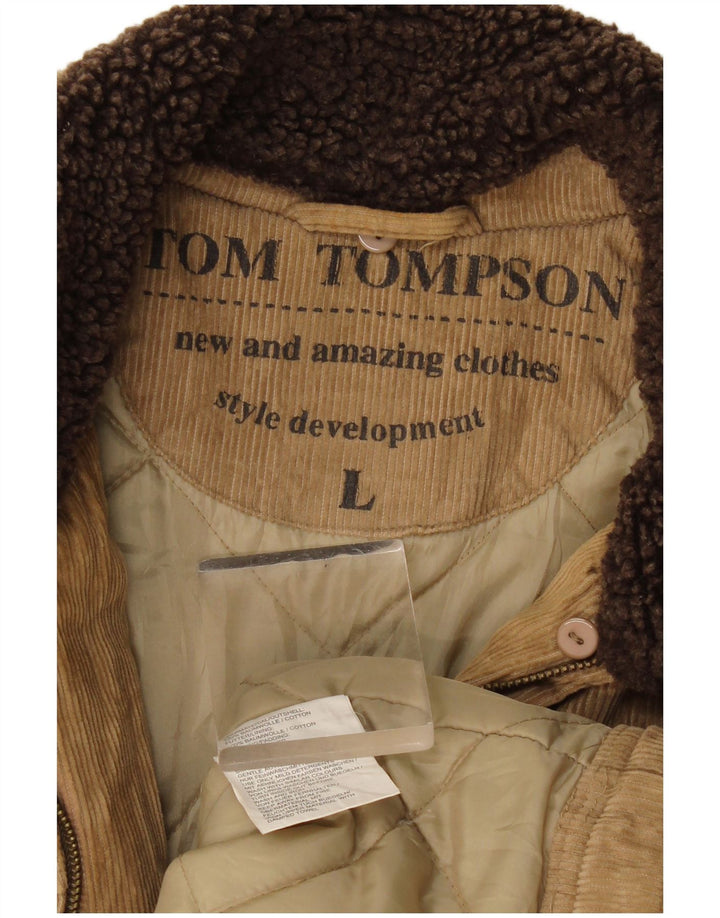 Tom Tompson Mens Corduroy Jacket UK 40 Large Beige Cotton