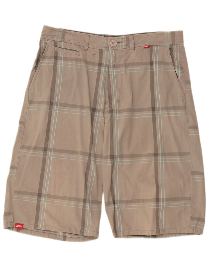 VANS Mens Chino Shorts W32 Medium Grey Check Cotton