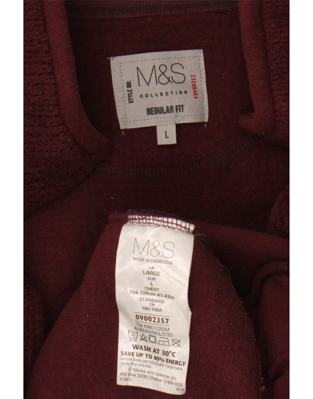 Marks & Spencer Mens Regular Fit Tracksuit Top Jacket Large Burgundy