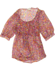 NARACAMICEE Womens 3/4 Sleeve Blouse Top UK 12 Medium Multicoloured Floral