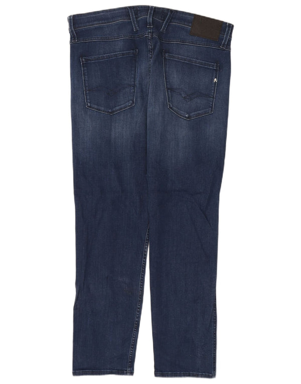 Replay Mens Anbass Slim Jeans W34 L30 Blue Cotton