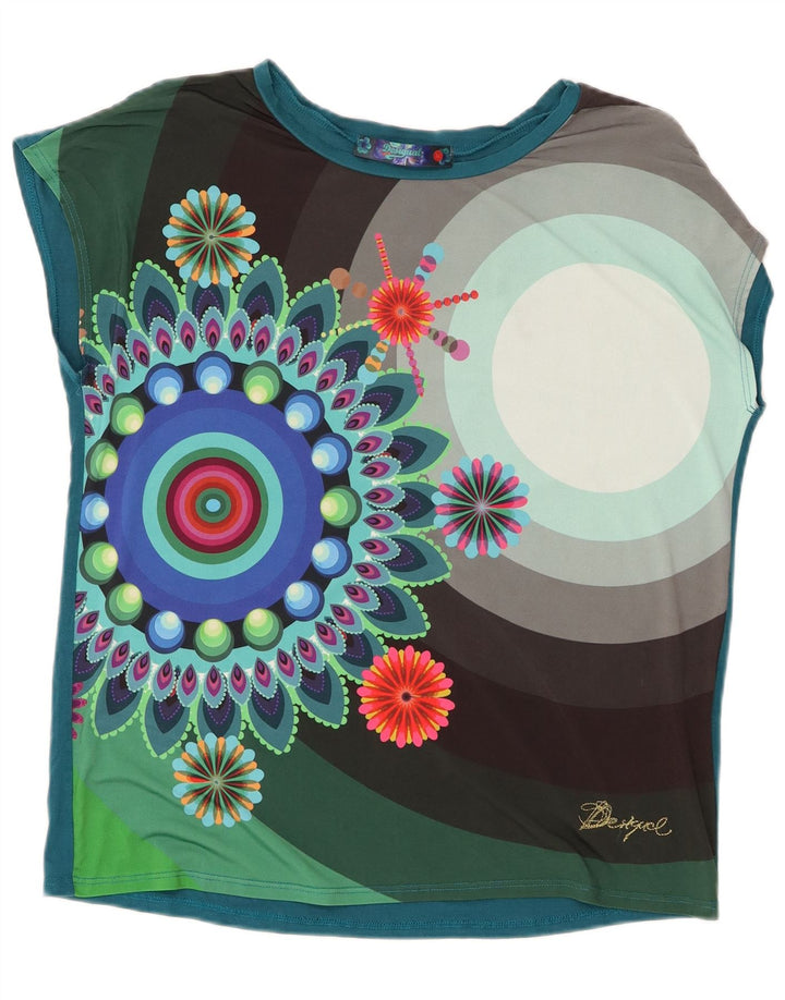Desigual Womens Graphic T-Shirt Top UK 14 Medium Multicoloured