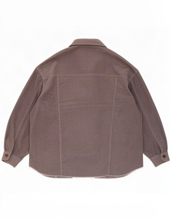 Zara Womens Oversized Corduroy Jacket UK 16 Large Grey Cotton
