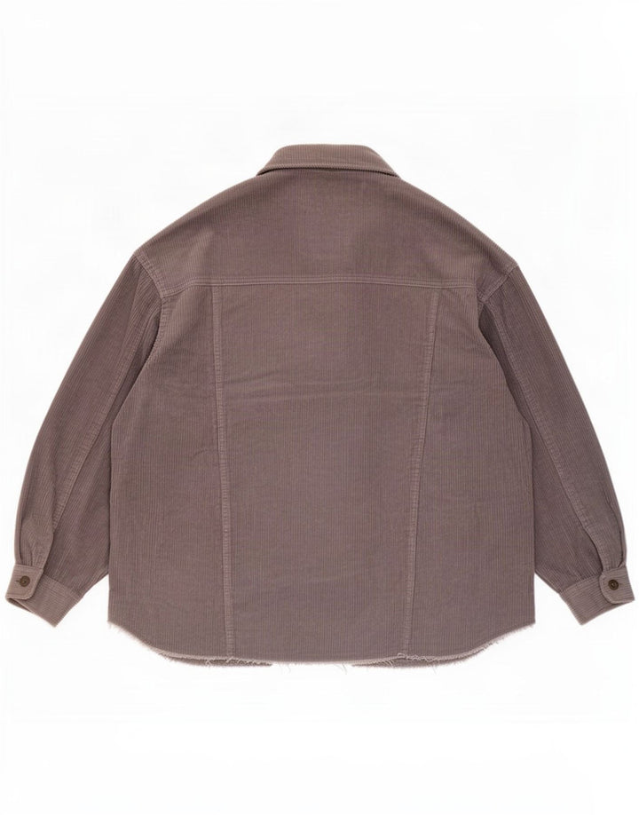 Zara Womens Oversized Corduroy Jacket UK 16 Large Grey Cotton