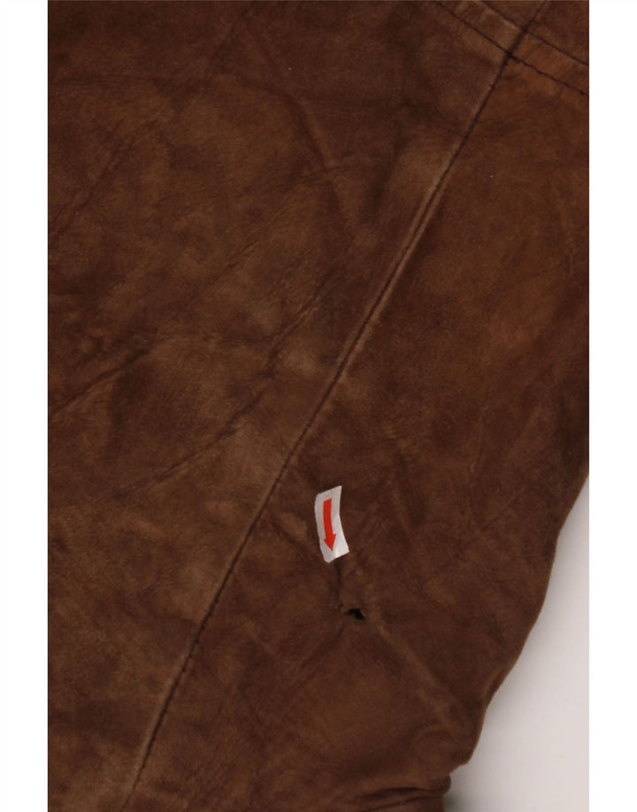 VINTAGE Mens Shearling Double Breasted Coat IT 54 2XL Brown Leather