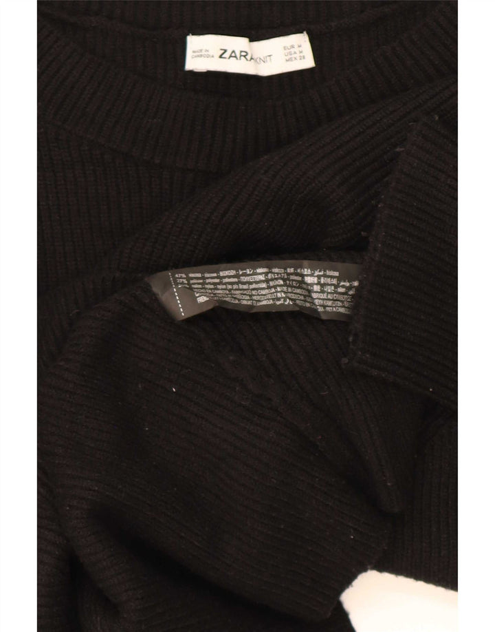 Zara Womens Oversized Boat Neck Jumper Sweater UK 14 Medium Black Viscose