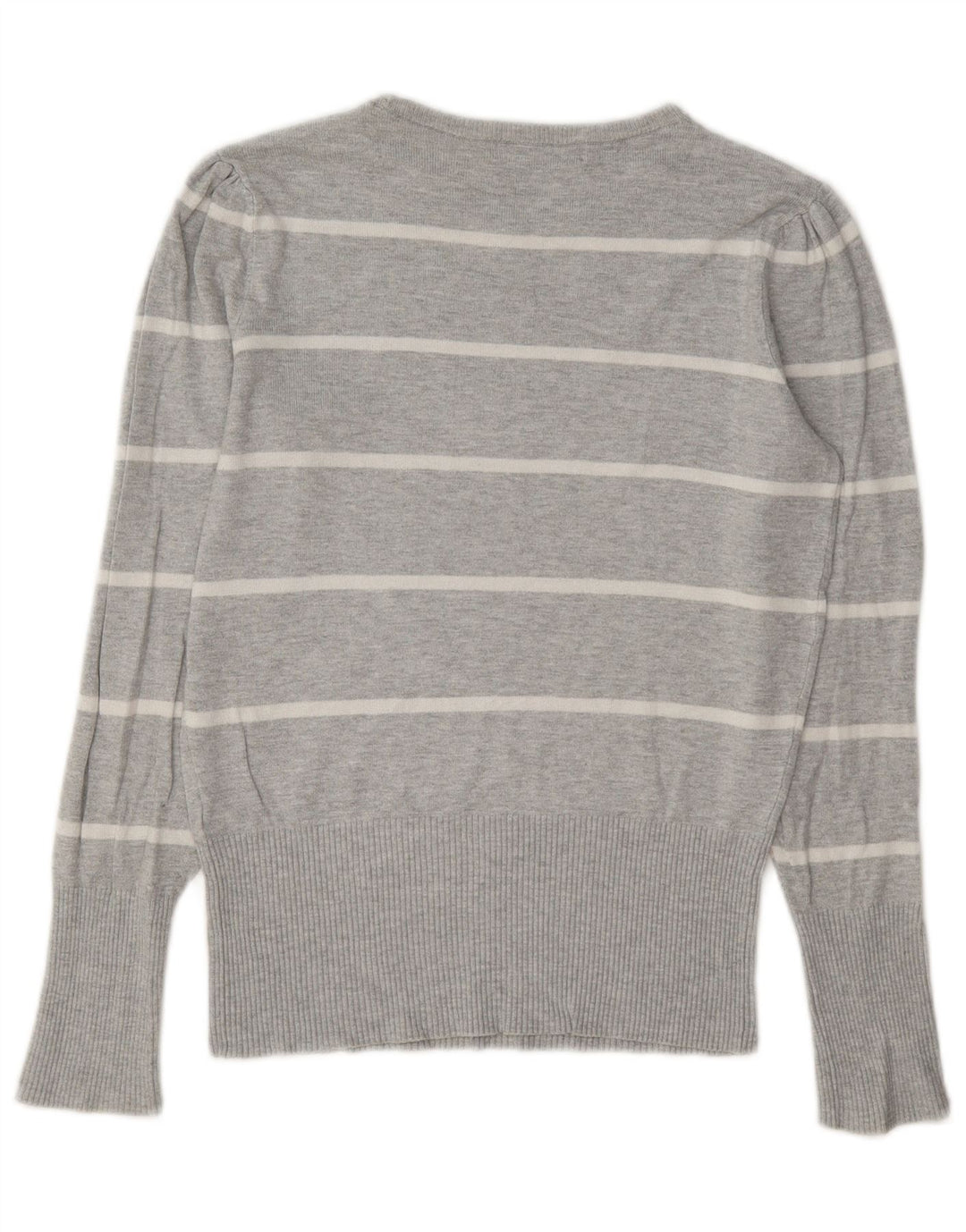 Marks & Spencer Womens Crew Neck Jumper Sweater UK 8 Small Grey Striped