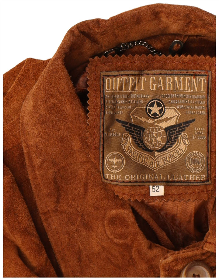 PACIFIC AIR FORCES Mens Suede Jacket IT 52 XL Brown Leather