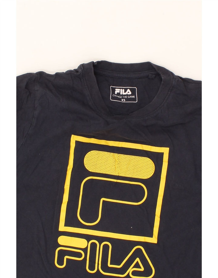FILA Mens Graphic T-Shirt Top XS Navy Blue Vintage Fila and Second-Hand Fila from Messina Hembry 