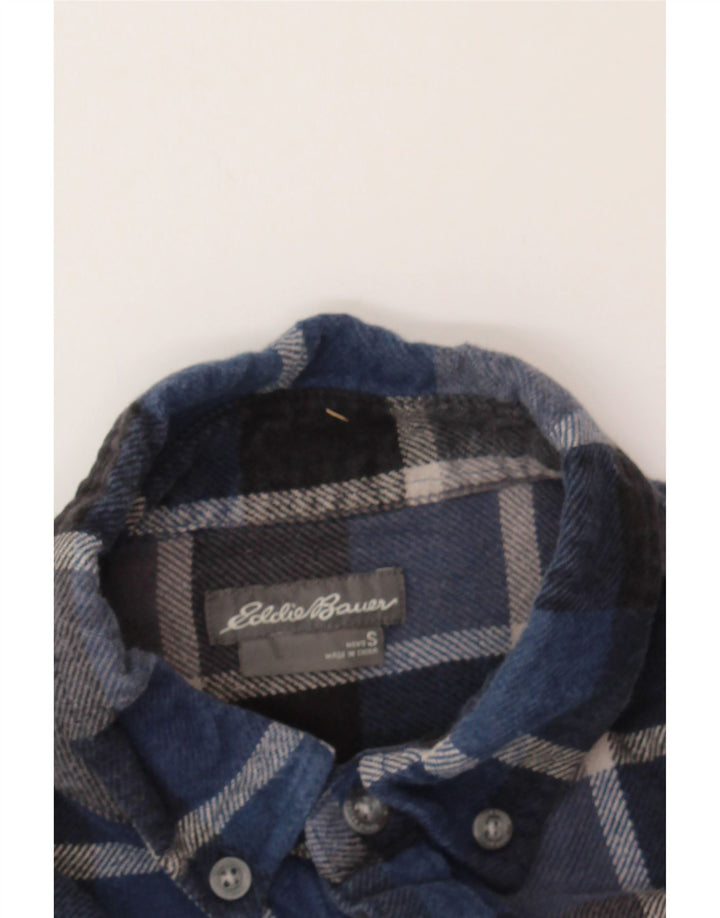 EDDIE BAUER Mens Flannel Shirt Small Blue Check Cotton Vintage Eddie Bauer and Second-Hand Eddie Bauer from Messina Hembry 