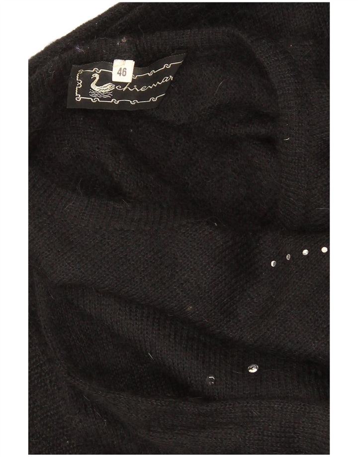 Vintage Womens Oversized Crop Crew Neck Jumper Sweater IT 46 Large Black