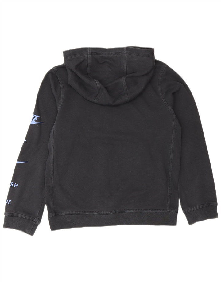 Nike Boys Graphic Hoodie Jumper 10-11 Years Medium Black Cotton