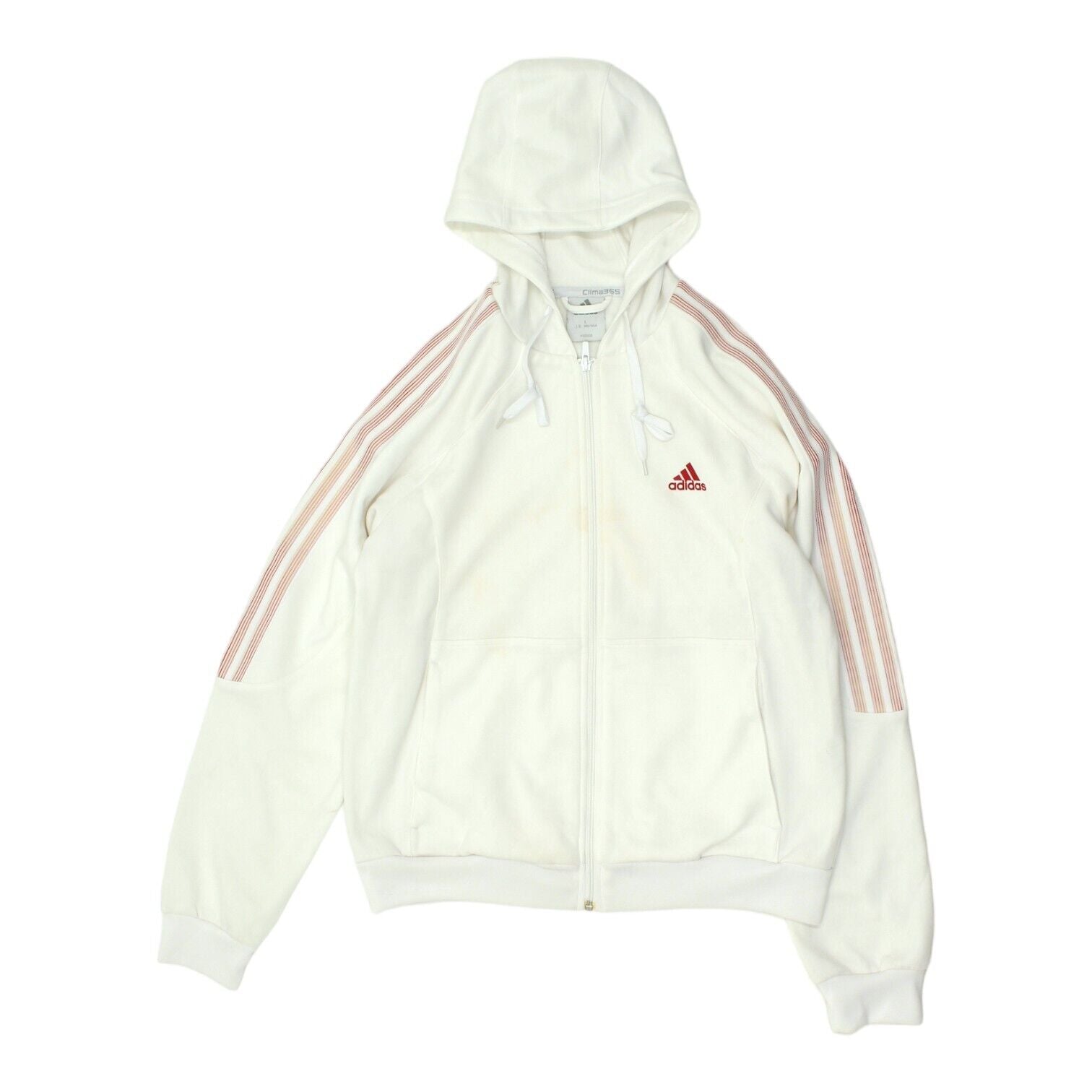 Adidas Clima365 Mens White Full Zip Hoodie Vintage Casual Sportswear Hoody