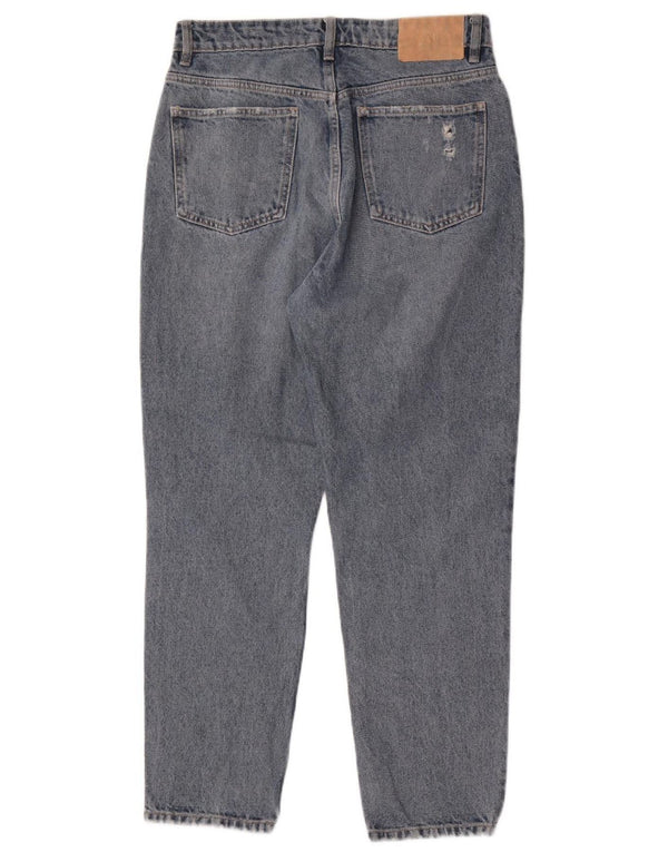 Zara Womens Distressed High Waist Tapered Jeans EU 40 Medium W30 L27 Blue