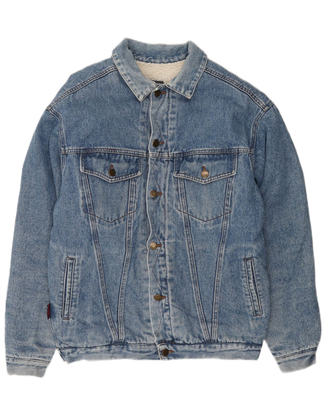 Vintage Mens Denim Sherpa Jacket UK 40 Large Blue