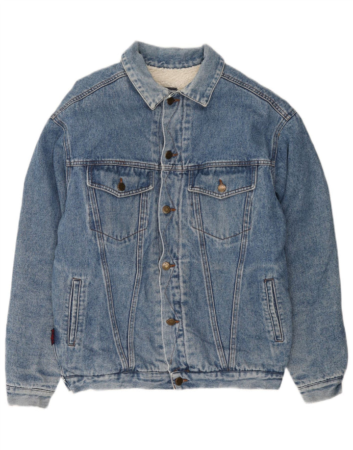 Vintage Mens Denim Sherpa Jacket UK 40 Large Blue