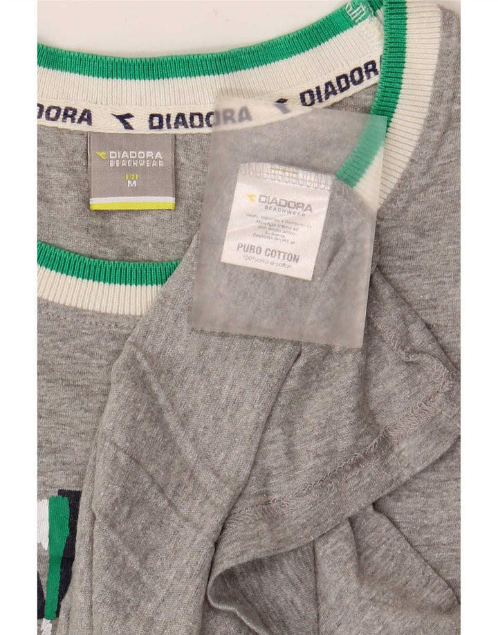 Diadora Mens Graphic Vest Top Medium Grey Colourblock Cotton