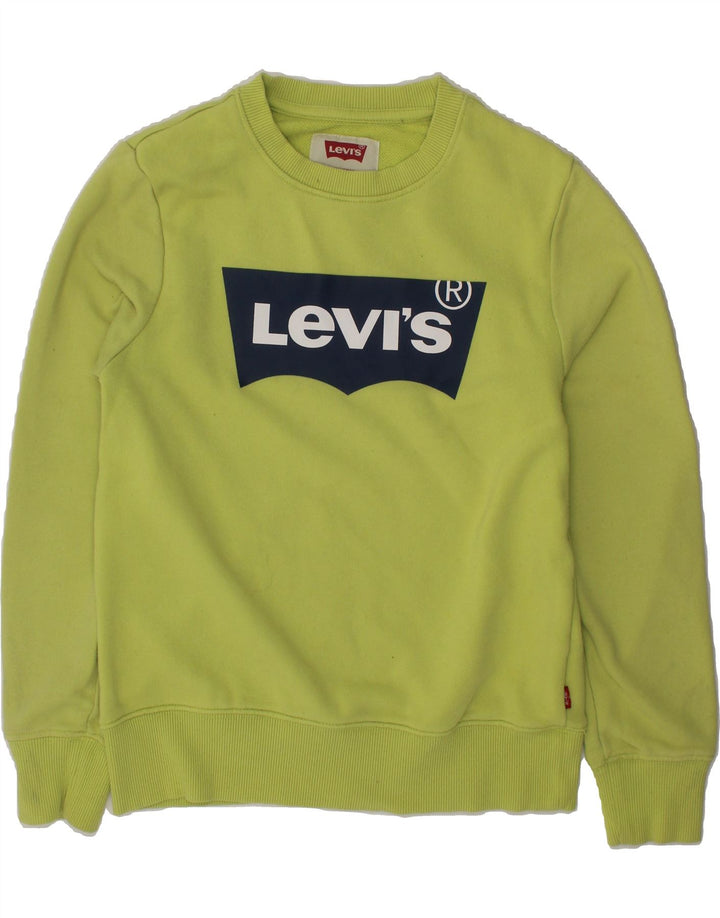 LEVI'S Boys Graphic Sweatshirt Jumper 9-10 Years Green Cotton Vintage Levi's and Second-Hand Levi's from Messina Hembry 
