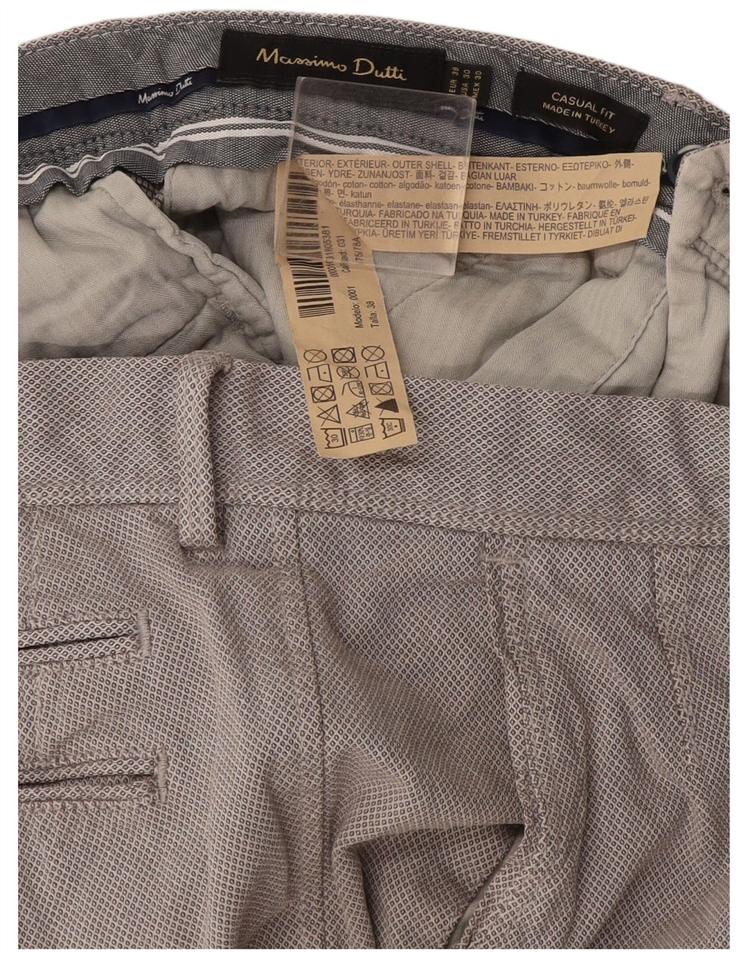 Massimo Dutti Mens Chino Trousers EU 38 Small W30 L29 Grey Argyle/Diamond