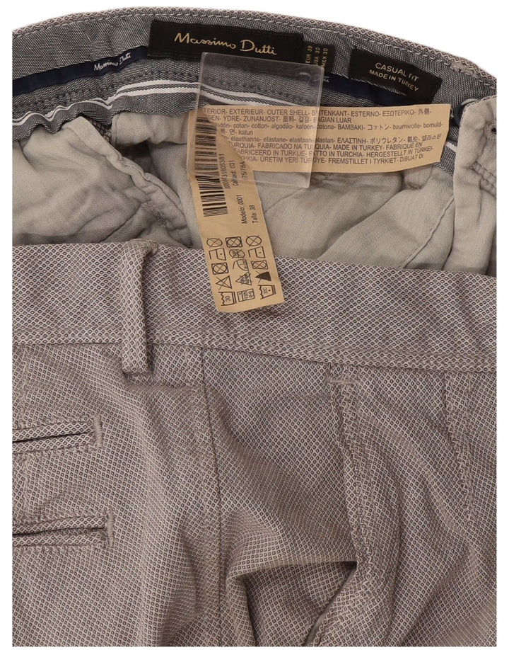 Massimo Dutti Mens Chino Trousers EU 38 Small W30 L29 Grey Argyle/Diamond