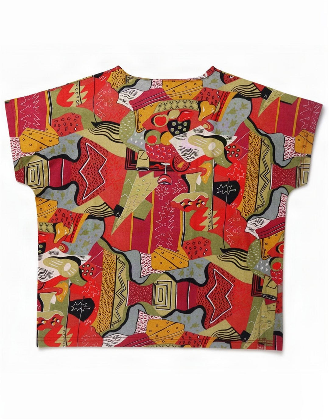 Vintage Womens Abstract Pattern Blouse Top UK 16 Large Multicoloured