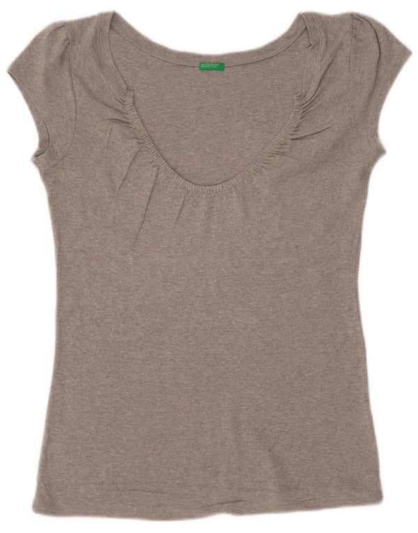 Benetton Womens T-Shirt Top UK 12 Medium Grey