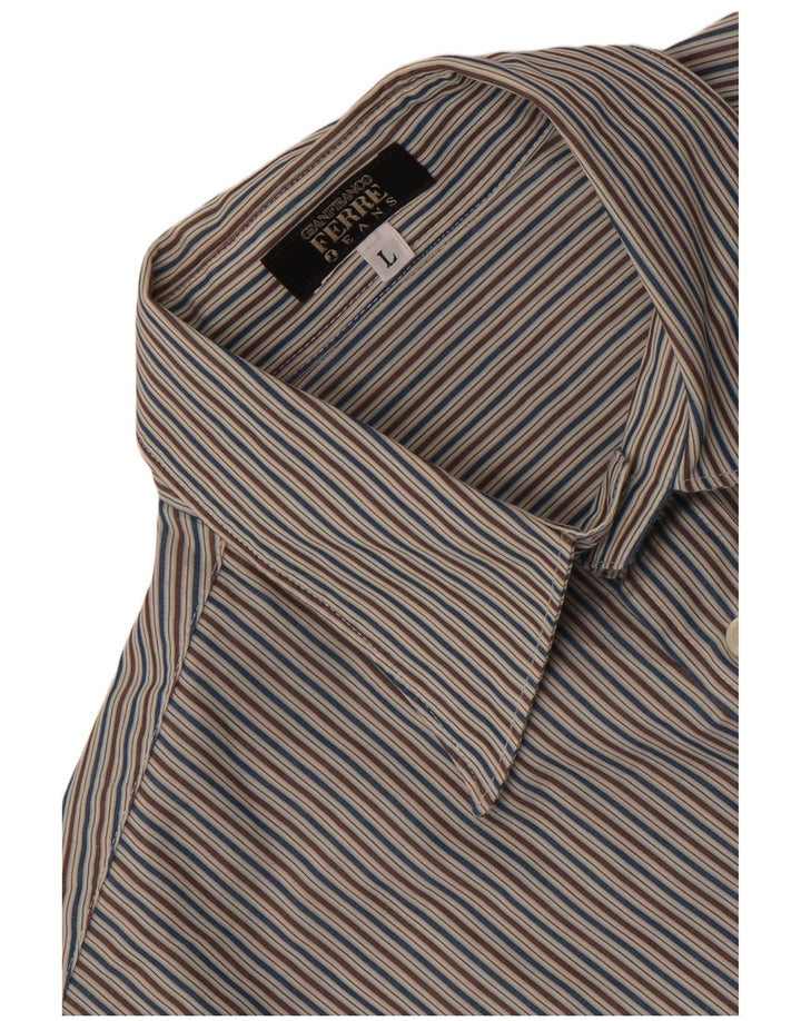 Gianfranco Ferre Mens Shirt Large Multicoloured Pinstripe