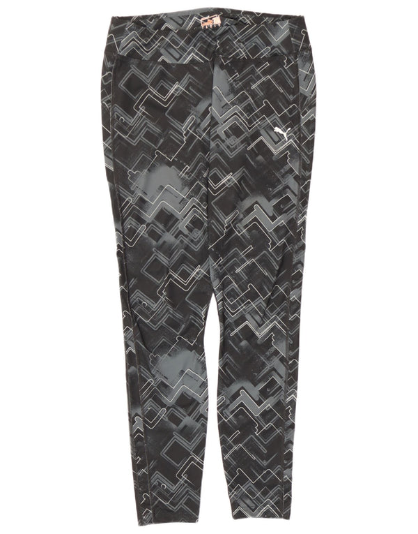 Puma Womens Leggings UK 14 Large Black Geometric Polyester