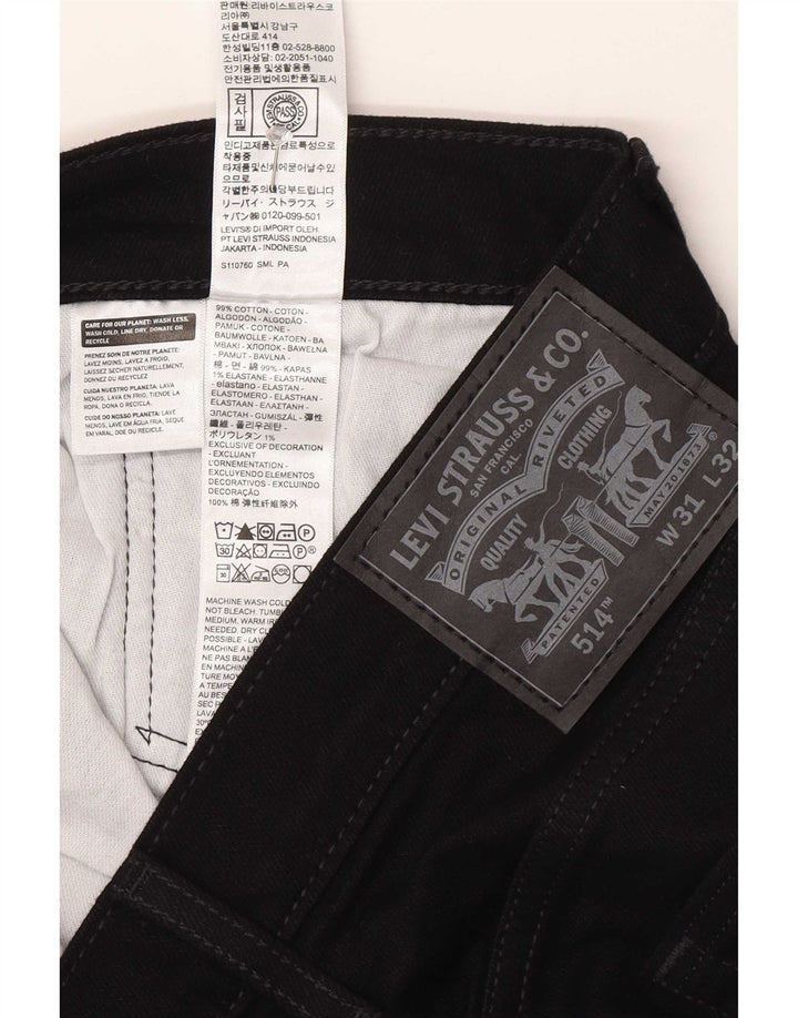 Levi's Mens 514 Straight Jeans W31 L32 Black Cotton