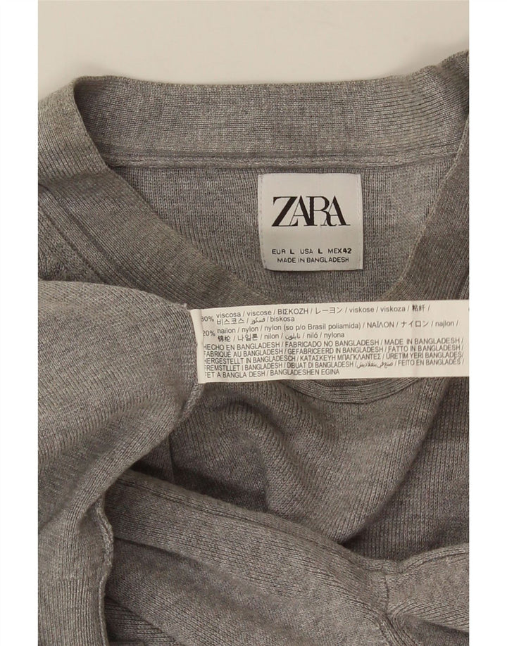 ZARA Mens Crew Neck Jumper Sweater Large Grey Viscose