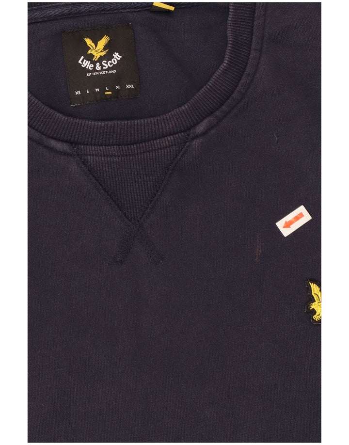 Lyle & Scott Mens Sweatshirt Jumper Large Navy Blue Cotton