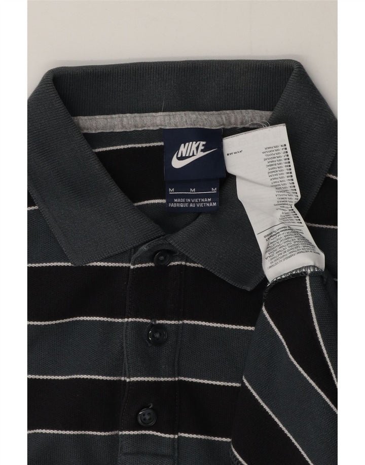 Nike Mens Polo Shirt Medium Grey Striped Cotton