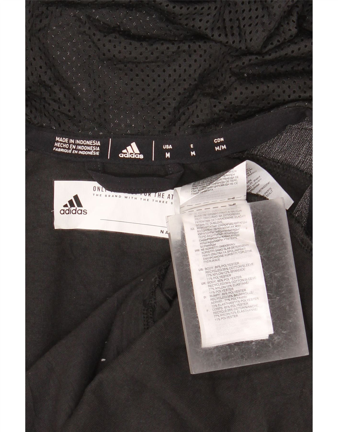 ADIDAS Mens Zip Hoodie Sweater Medium Black Polyester
