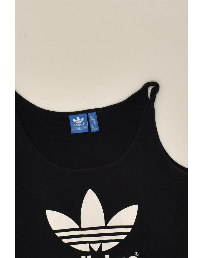 ADIDAS Womens Graphic Vest Top UK 10 Small Black Cotton | Vintage Adidas | Thrift | Second-Hand Adidas | Used Clothing | Messina Hembry 