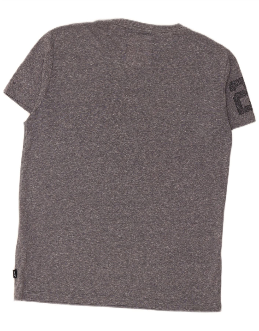 SUPERDRY Mens Graphic T-Shirt Top Large Grey Flecked Cotton