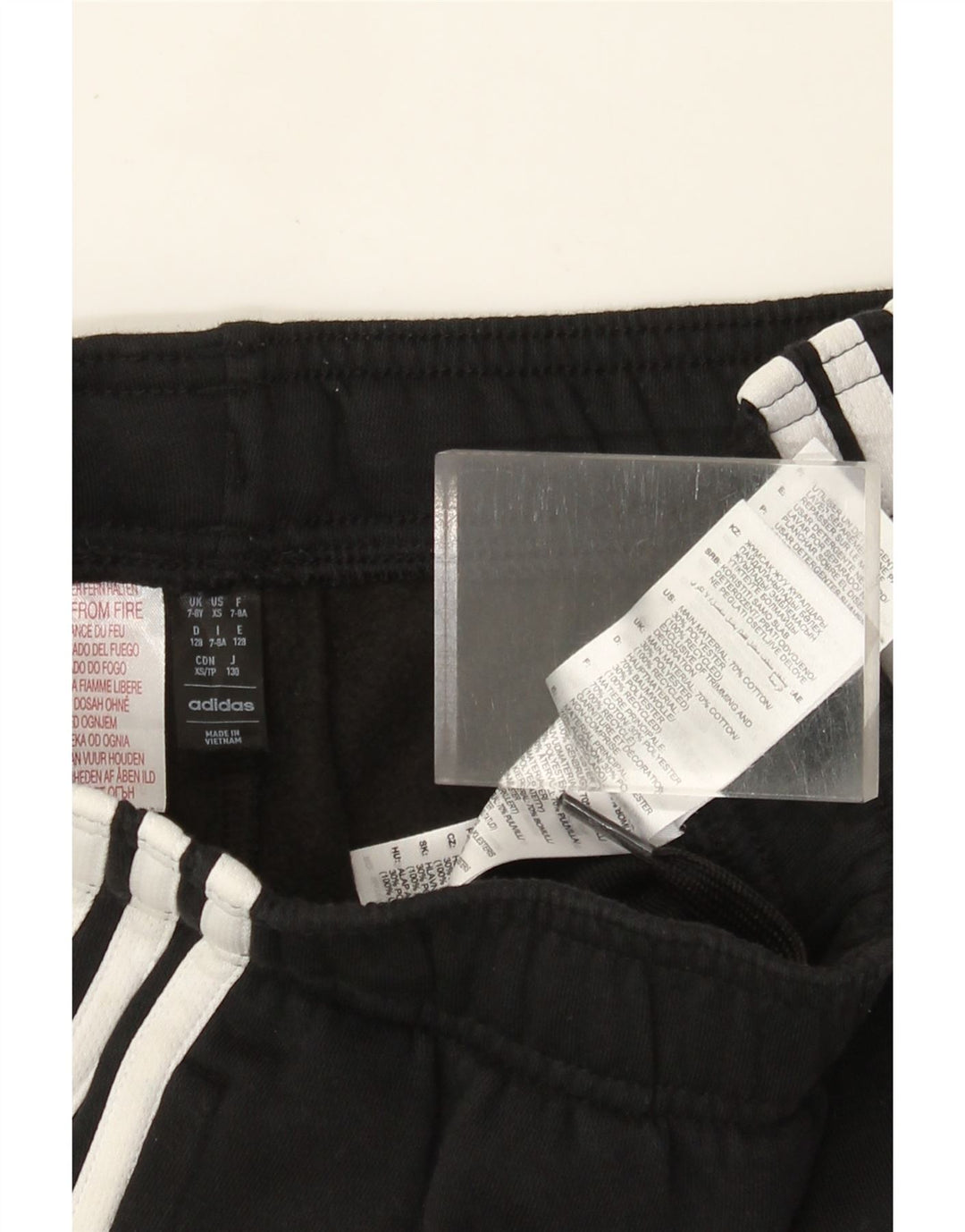 Adidas Boys Tracksuit Trousers 7-8 Years Black Cotton