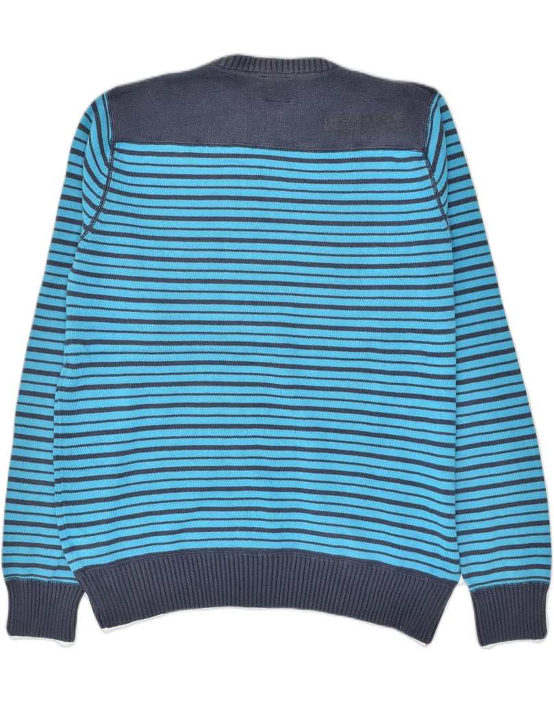 JACK & JONES Mens Graphic Crew Neck Jumper Sweater Large Blue Striped | Vintage Jack & Jones | Thrift | Second-Hand Jack & Jones | Used Clothing | Messina Hembry 