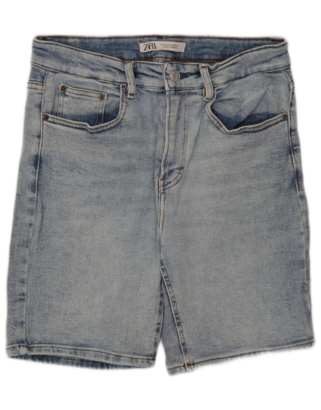 Zara Mens Denim Shorts EU 42 Large W32  Blue Cotton